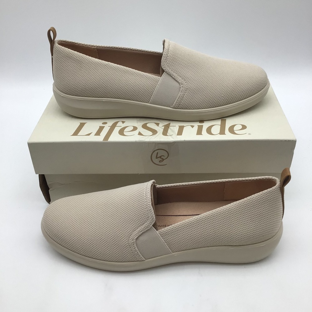 LifeStride Nextwave Women Size 11M Almond Milk Beige Mesh Slip On Sneakers NEW